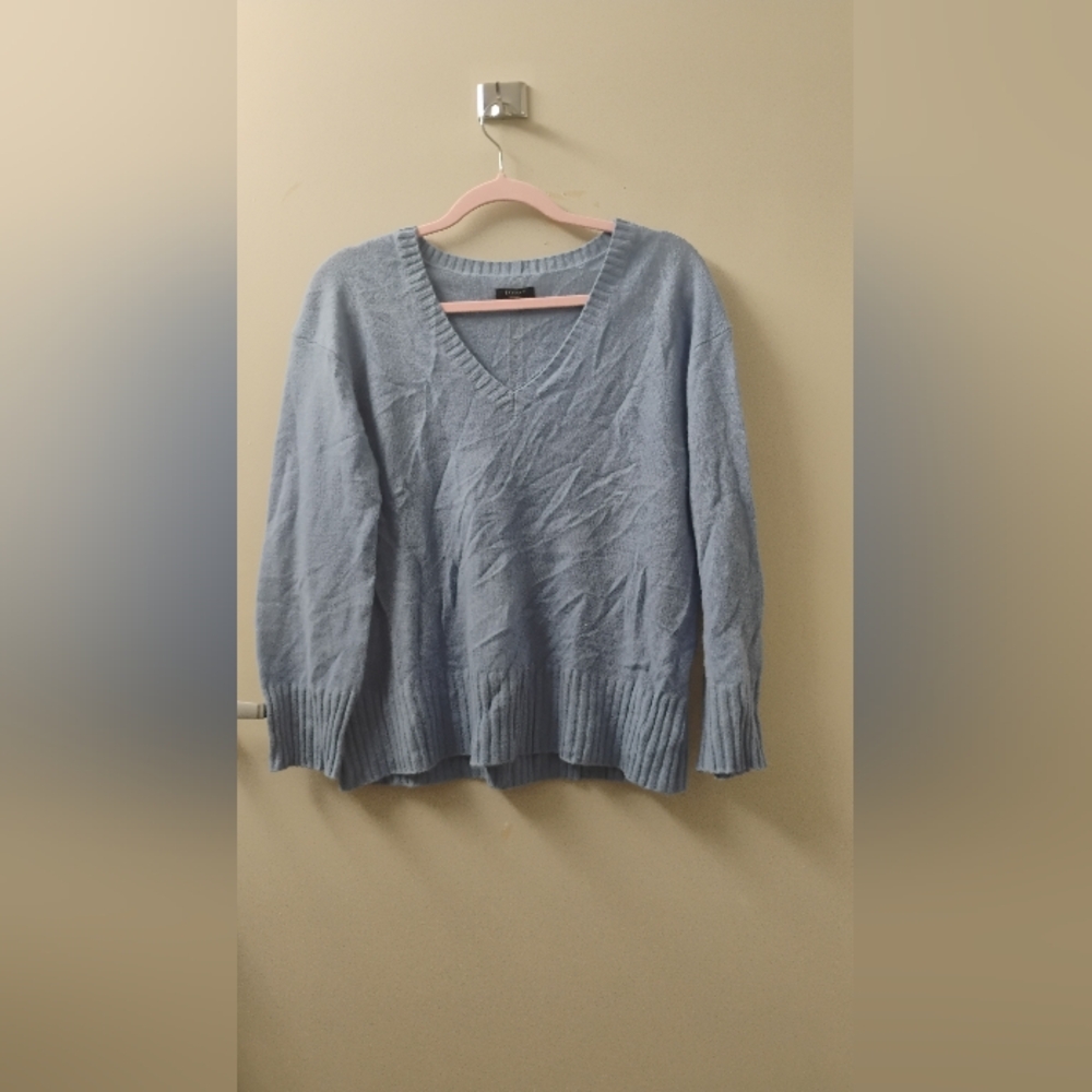 Jigsaw Cashmere Women's Blue V Neck Long Sleeve Sweater Sz M